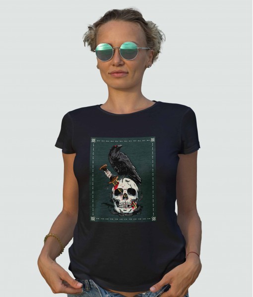 Дамска тениска с щампа Готика Skull with Crown